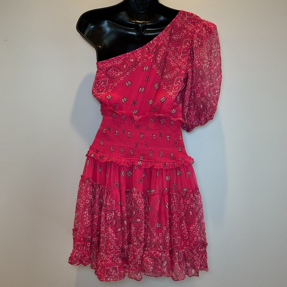 Rococo Sand One Shoulder Pink Paisley Smocked Mini Dressβ Size S - Picture 4 of 10